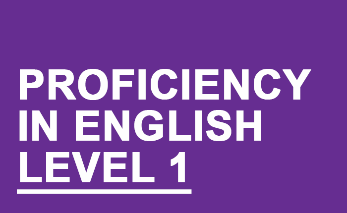 Proficiency in English – Level 1